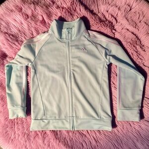 Kid’s ADIDAS Mint Green & White Zip Up Track Jacket Sz 6 X